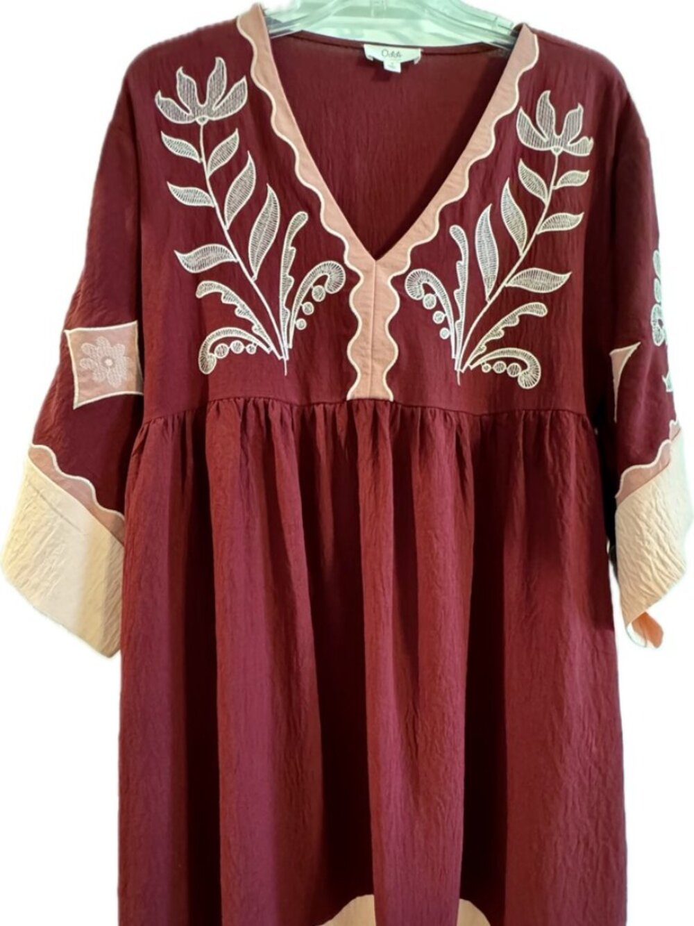Oddi Los Angeles Embroidered V Neck Boho Dress SZ Small